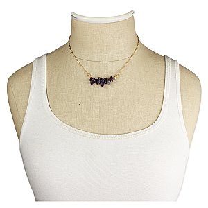 Live with Strength Amethyst Stone Chip Necklace