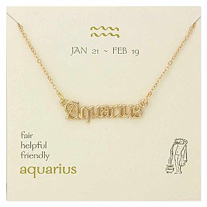 Aquarius Script Zodiac Necklace