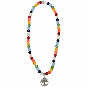 Tree of Balance Rainbow Bead Stretch Necklace