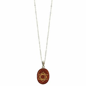 Sacral Chakra Symbol Goldstone Necklace