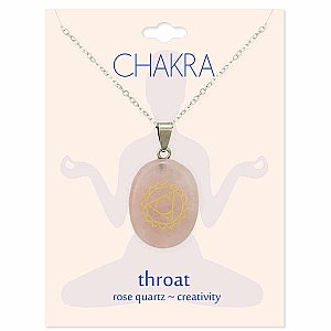Throat Chakra Symbol Rose Quartz Necklace