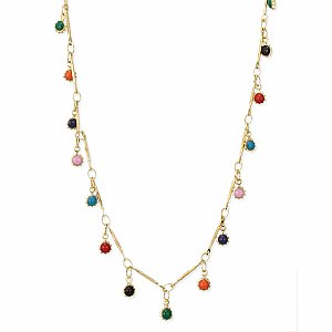 Rainbow Drops Gold Charm Necklace