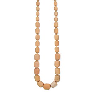 Light Wood Bead Long Necklace