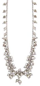 Silver Metal Facet Bead Cluster Necklace