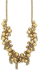 Anitqued Gold Metal Bauble & Chain Necklace