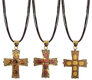 Faux Stone Ornate Cross Necklace