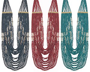 10 Line Graduating Silver Metal & Seed Bead Necklace
