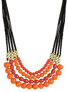 Orange Bead & Suede Necklace