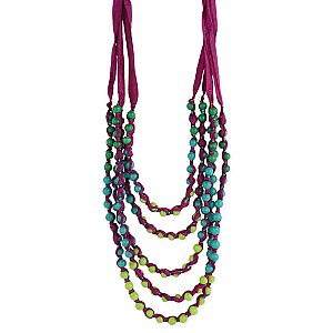 Bead & Purple Ribbon Necklace