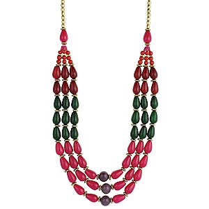 Pink, Green, & Maroon Bead Necklace