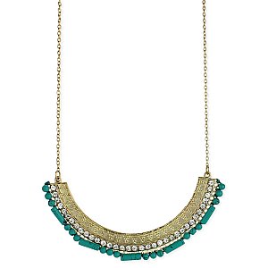 Gold & Turquoise Bead Bib Necklace