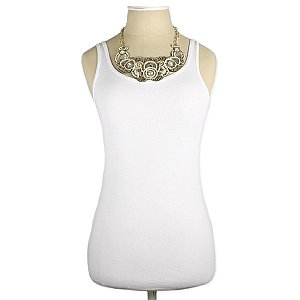 Cream & Bronze Sequin Bib Necklace