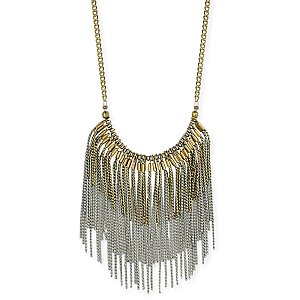 Gold & Silver Chain Fringe Necklace