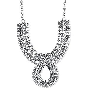 Silver Ethnic Loop Bib Necklace