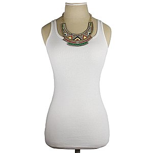Gold & Beaded Crystal Bib Necklace