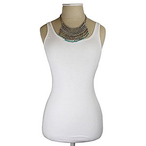 Silver & Turquoise Bead Bib Necklace