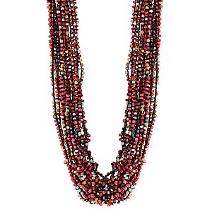 Pink Tone Beaded Thread Necklace