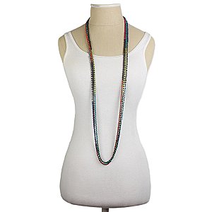 Set of 3 Beaded Color Block Long Necklaces