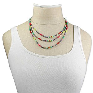 Festival Fun Bright Multi Color Sequin Heishi Layer Necklace