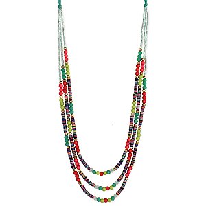 Festival Fun Bright Multi Color Sequin Heishi Layer Necklace
