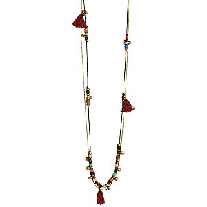 Gypsy Glam Antiqued Gold & Tassel Long Necklace