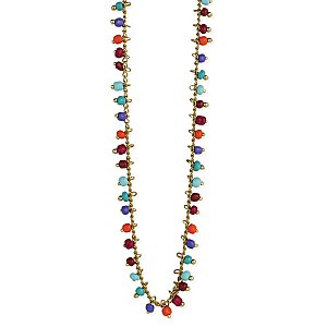 Southwest Color Bead Drop Gold Necklace