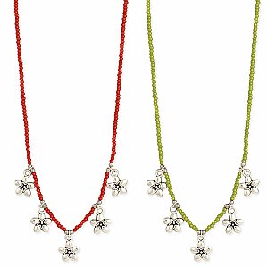 Colorful Garden Seed Bead & Flower Charms Necklace