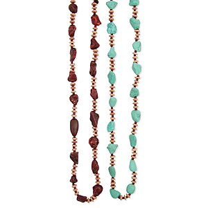 Long Wood & Agate Chunk Necklace