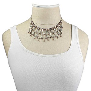 Royal Elegance Silver & Purple Bead Drape Necklace'