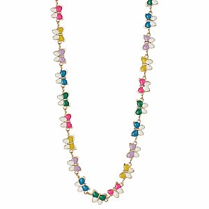 Colorful Wings Butterfly Gold Link Necklace