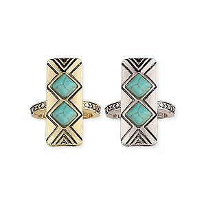 Turquoise Chevron Rectangle Stretch Ring