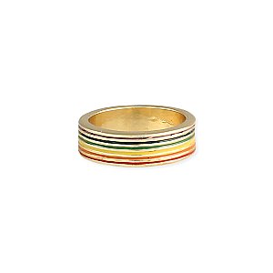 Thin Stripe Rainbow Enamel Gold Ring