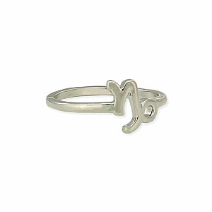 Silver Capricorn Symbol Zodiac Ring
