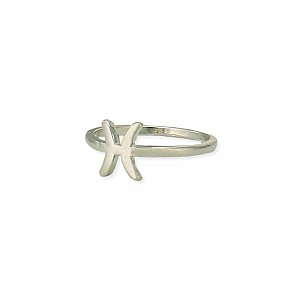 Silver Pisces Symbol Zodiac Ring