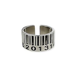 Silver Bar Code Band Ring