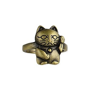 Burnished Gold Lucky Cat Ring