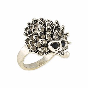 Silver Crystal Hedgehog Ring