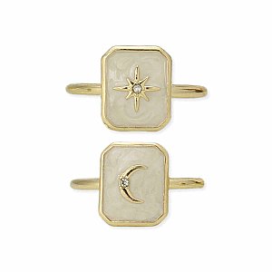 Pearly Skies Gold Celestial Ring