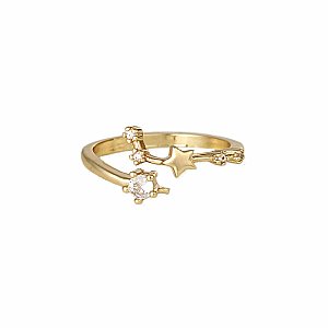 Gold Crystal Cancer Constellation Ring