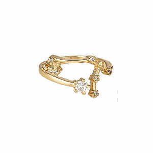Gold Crystal Gemini Constellation Ring