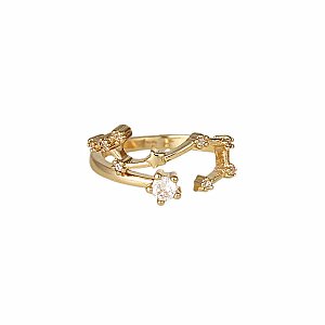 Gold Crystal Scorpio Constellation Ring