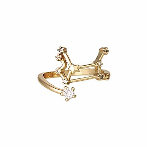 Gold Crystal Virgo Constellation Ring