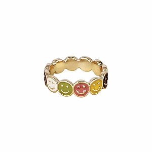 Retro Smiles Happy Face Band Ring