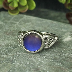 Round Silver Etched Band Mood Ring