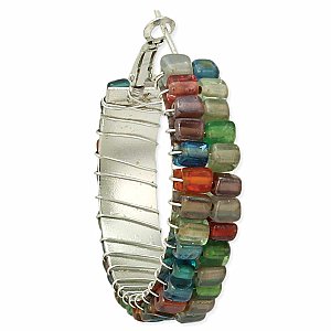 Multi Color Mosaic Bead Hoop Earring