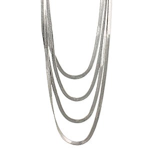 Silver Herringbone Chain Layer Necklace