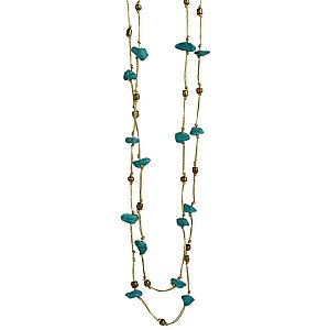 Metallic Thread & Turquoise Chip Necklace