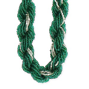 Green & Clear Bead Twisted Rope Necklace