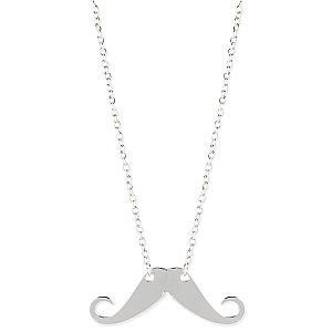 Shiny Silver Metal Mustache Necklace