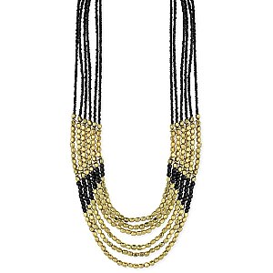 Black & Gold Bead Drape Necklace